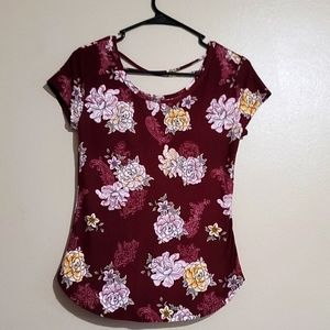 NoBo size LG (11-13) floral crimson dress shirt